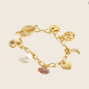 J. Crew Mixed Pave Charm Bracelet in Gold 🆕